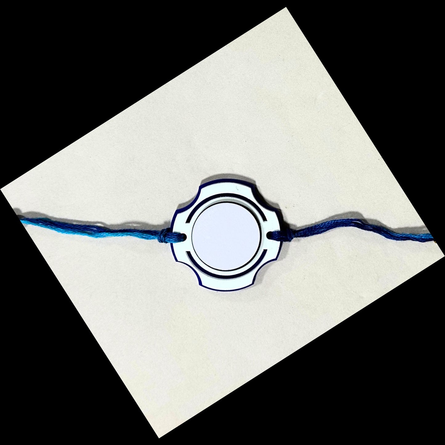 Personalised Circle White Rakhi | Free Delivery