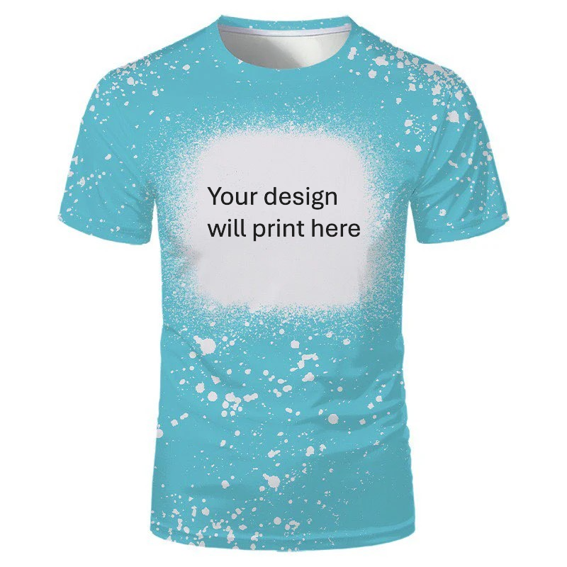 Aqua personalised bleached splatter t-shirt with custom design