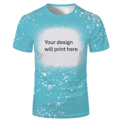 Aqua personalised bleached splatter t-shirt with custom design