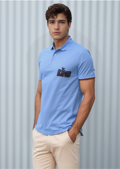 Personalised sky-blue colour polo shirt sample