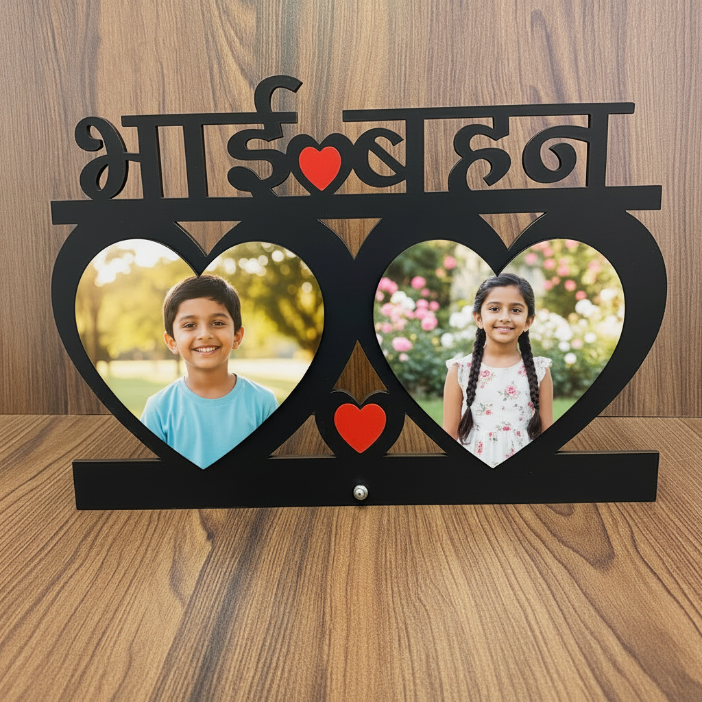 Personalised MDF Table Top Bro-Sis Photo Frame