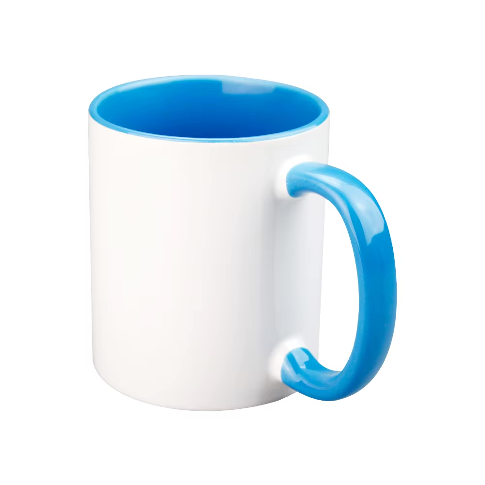 Light blue coloured mug 11oz ceramic with custom photo