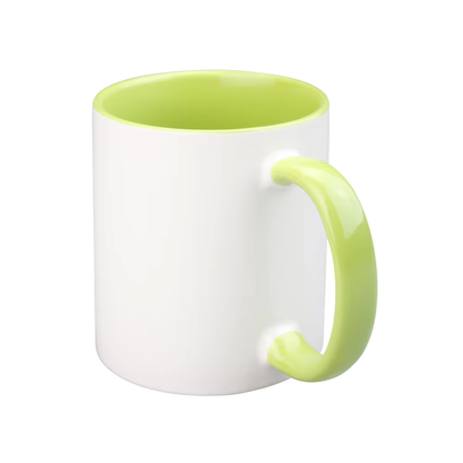 Light green coloured mug 11oz ceramic with custom design