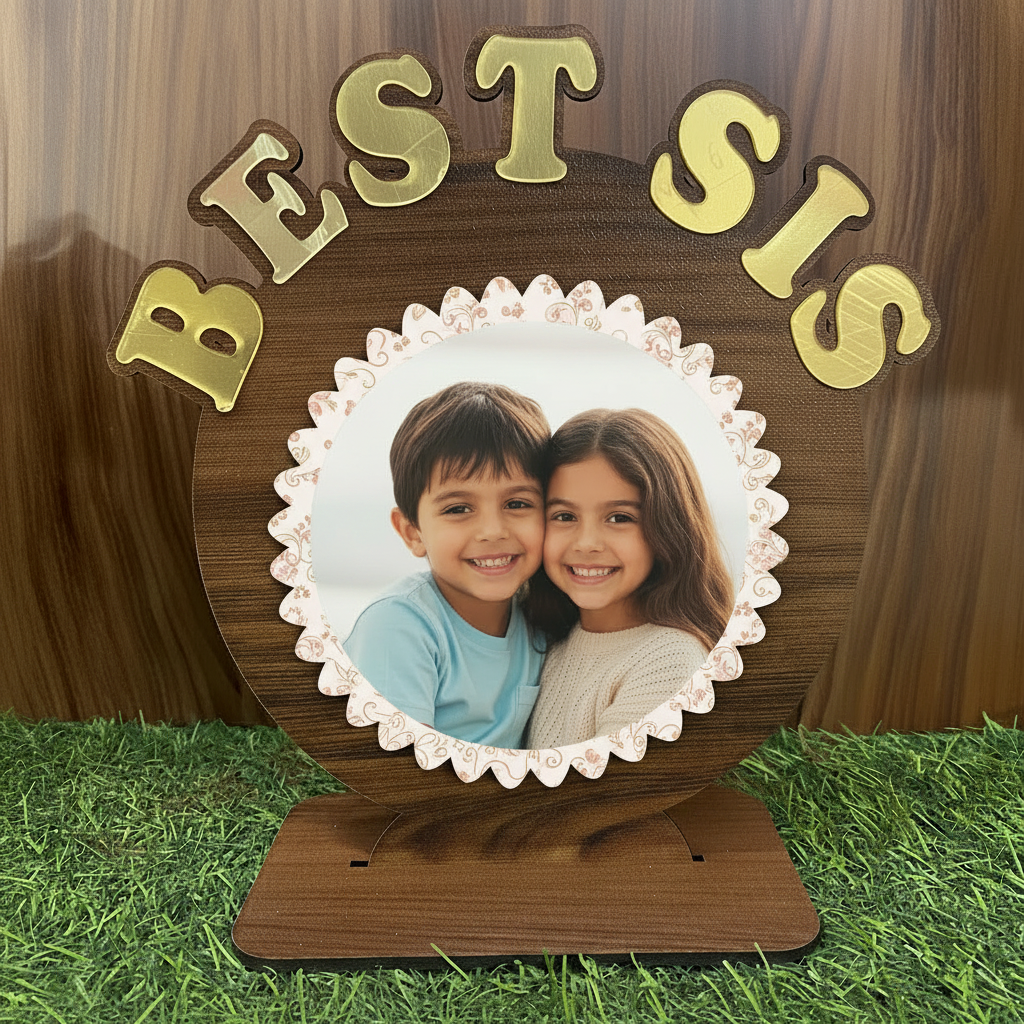 Personalised MDF Table Top Photo Frame | Best Sis, Bro, Dad & Mom