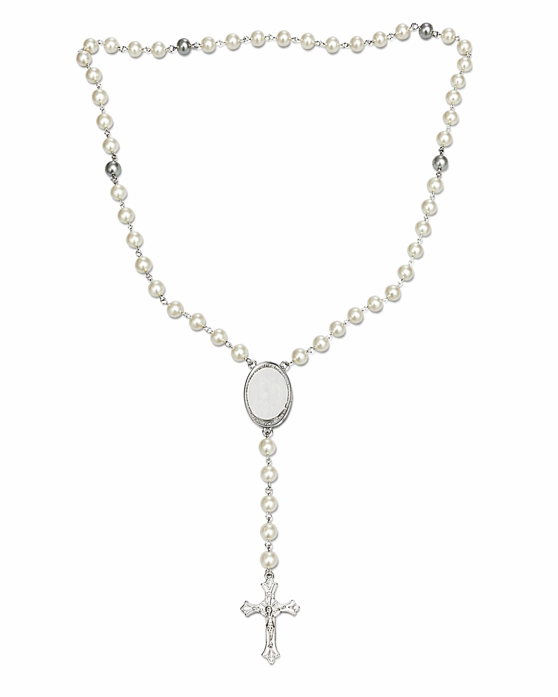 Personalised Pearl Rosary Necklace with Photo Medallion