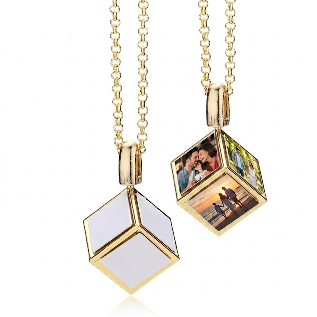 Personalised Dice Locket Photo Necklace – Unique Gift for Her