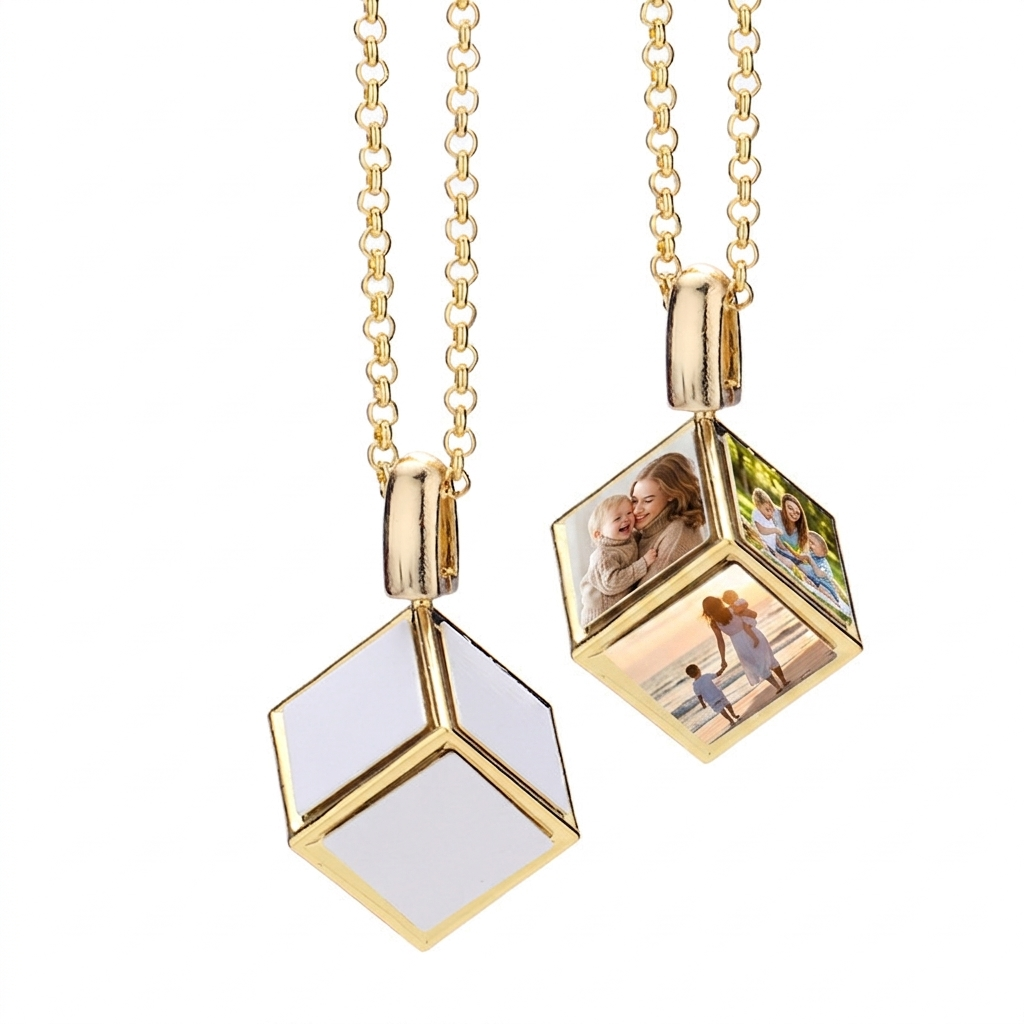 Personalised Dice Locket Photo Necklace – Unique Gift for Her