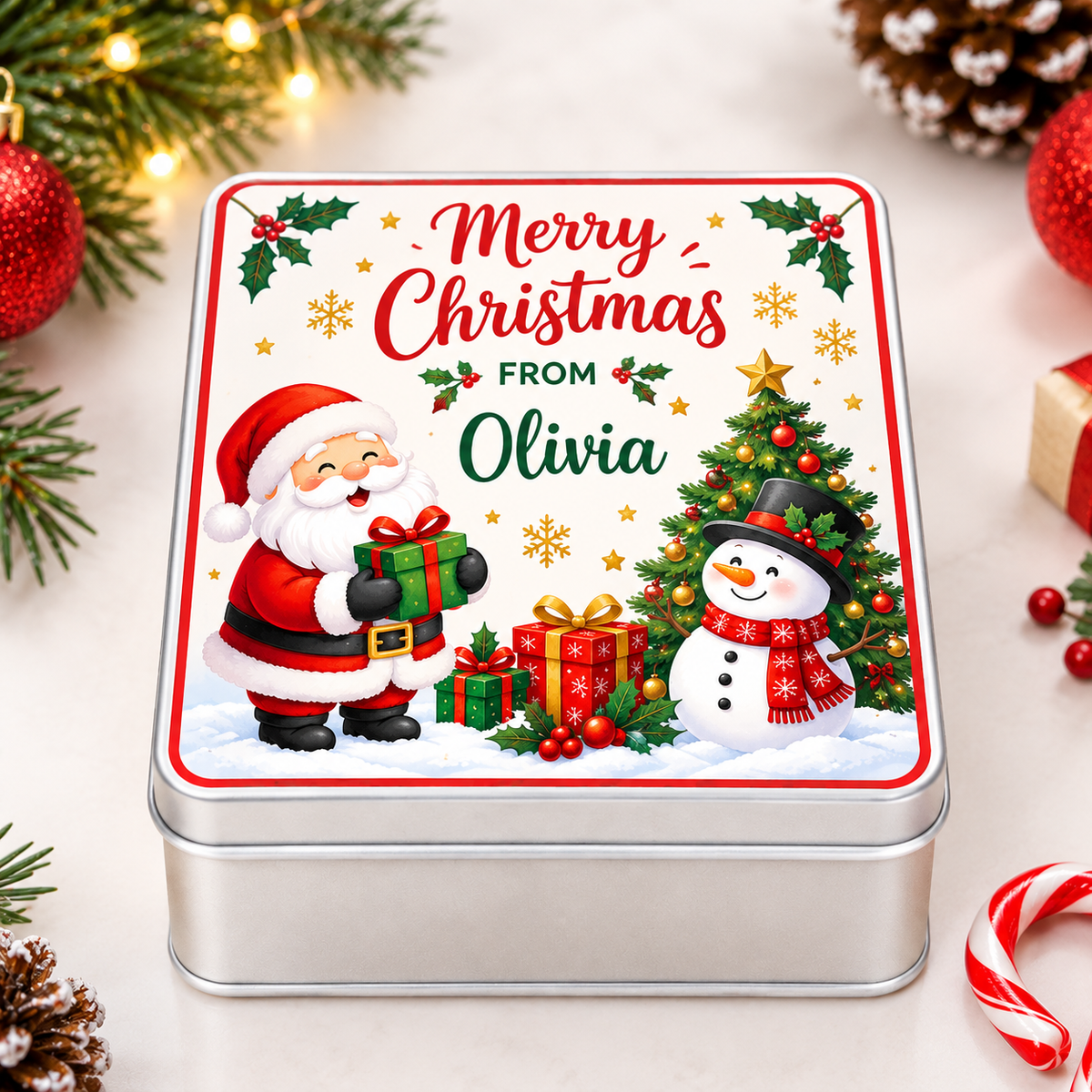 Personalised Christmas Candy Tin - Rectangle