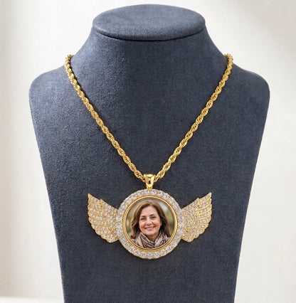 Personalised Angel Wings Photo Necklace – Unique Gift for Her