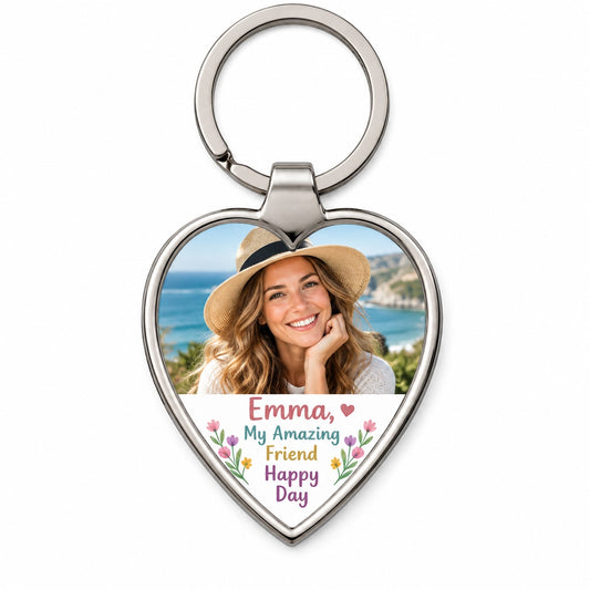 Personalised Metal Heart Keyring