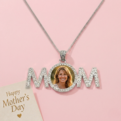Personalised Photo Necklace Silver Studs - Unique Gift for Mum