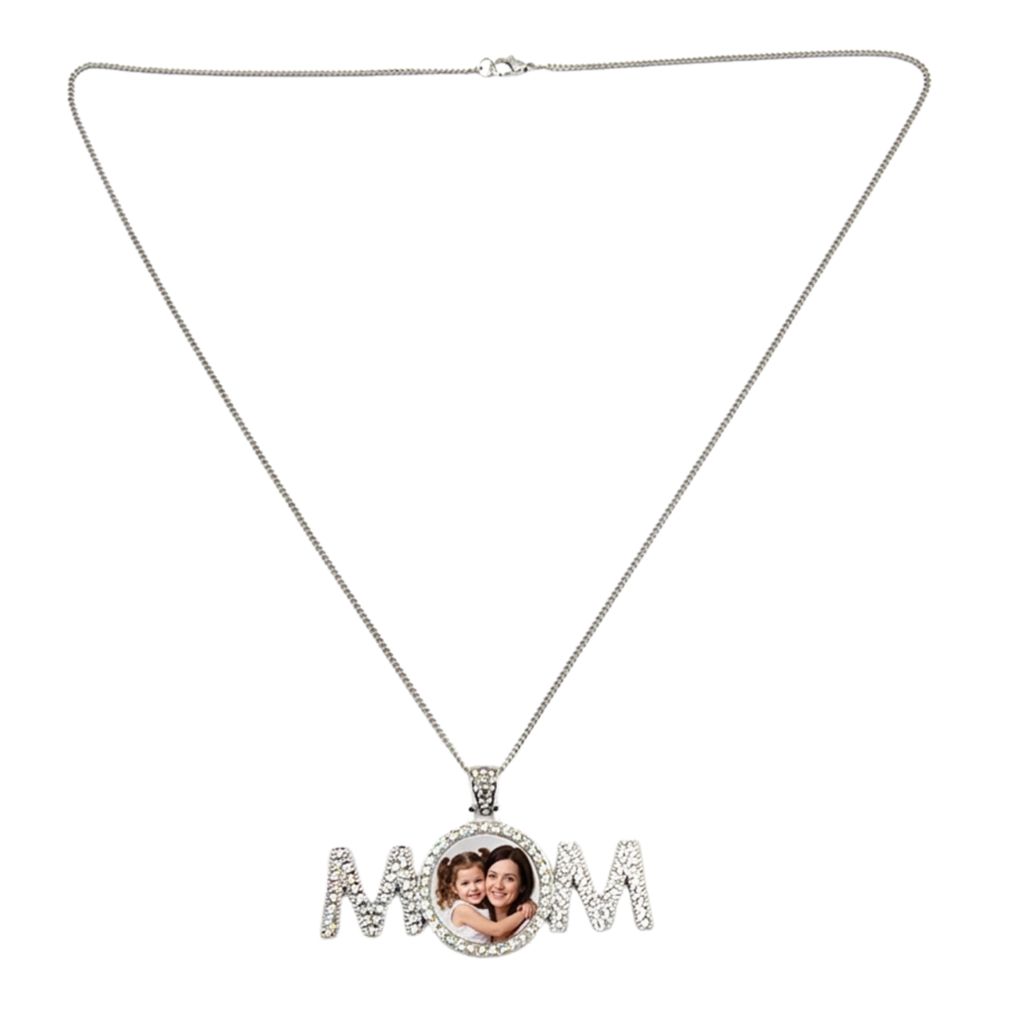 Personalised Photo Necklace Silver Studs - Unique Gift for Mum
