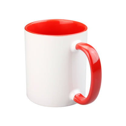 Red coloured mug 11oz ceramic with custom design
