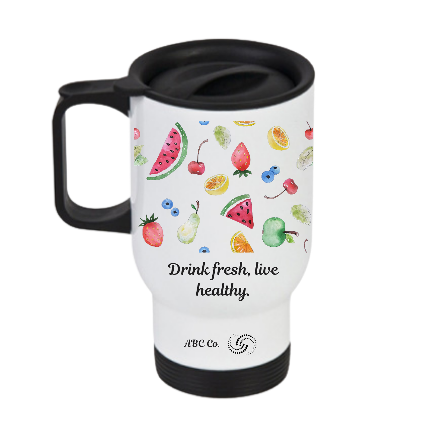 Personalised travel mug with custom design - sample