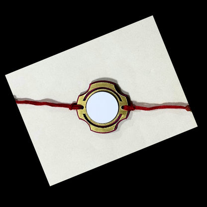 Personalised Scalloped Circle Golden Rakhi | Free Delivery