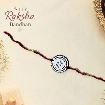 Personalised Circle White Rakhi | Free Delivery