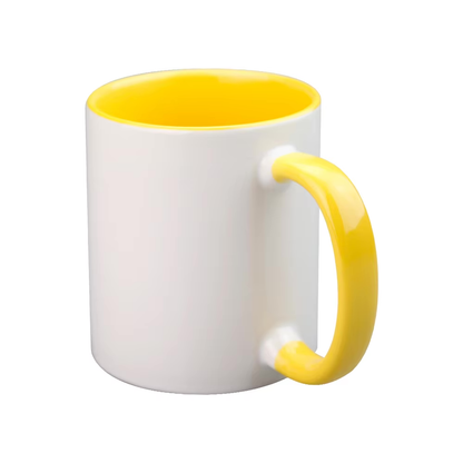 Yellow handle and inside coloured mug 11oz personalised