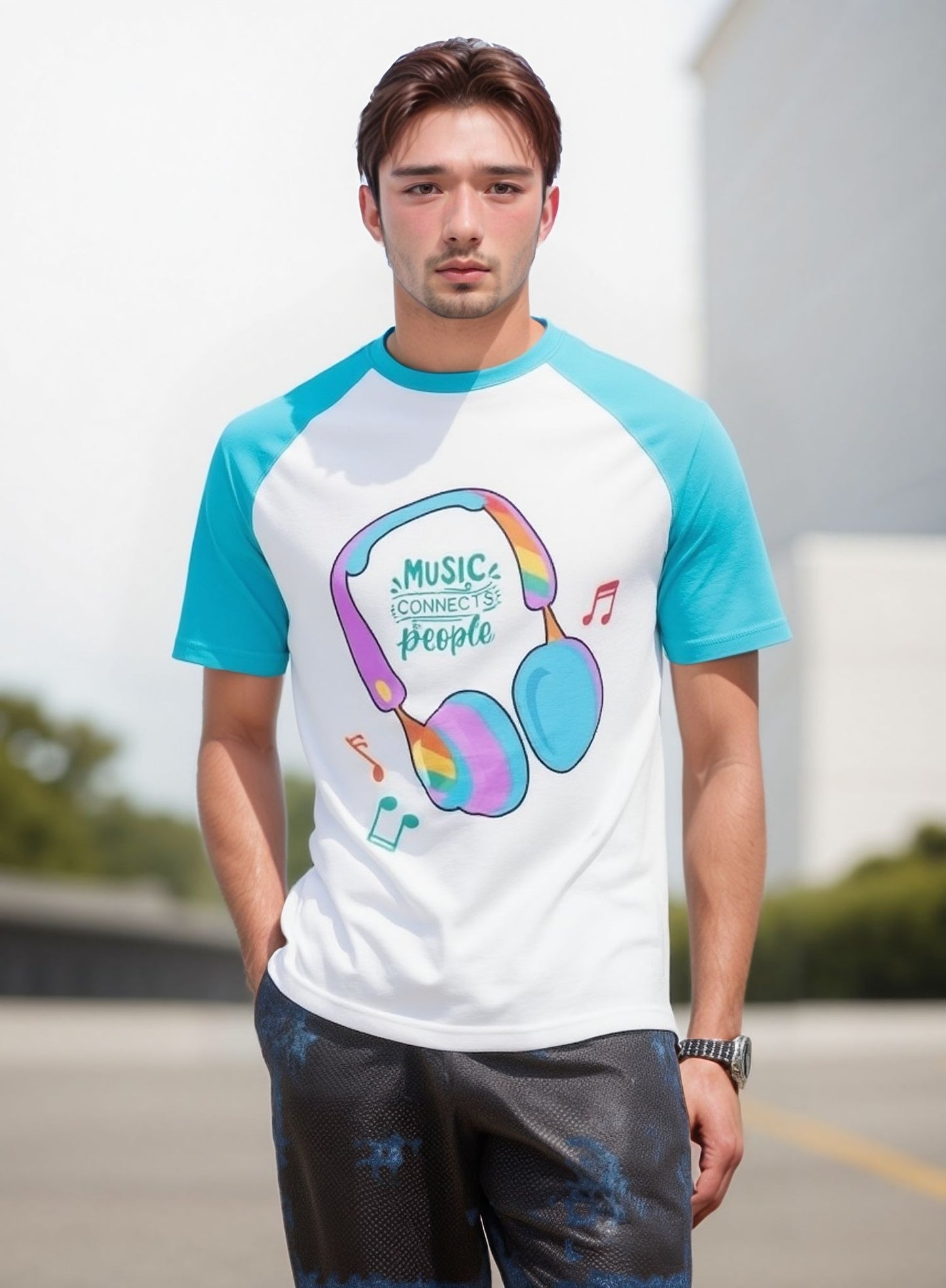 Personalised Aqua Sleeves T-shirt - sample