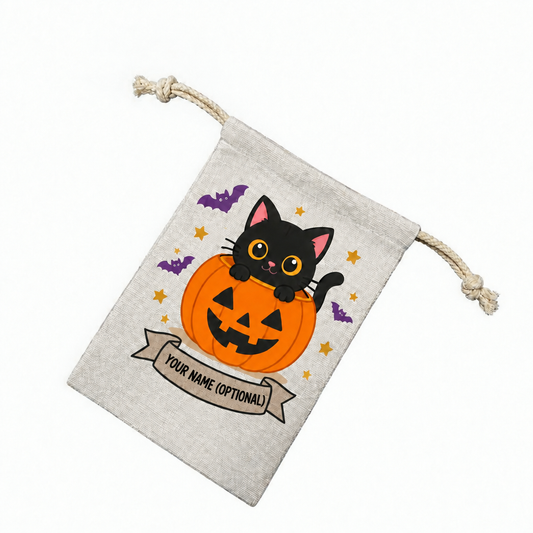 Black cat bag with name placeholder