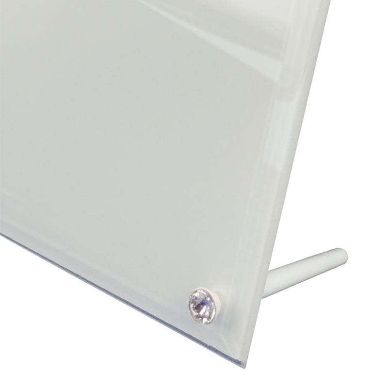 Personalised glass photo stand 200mm with custom photo - clear glass freestanding display Australian printed