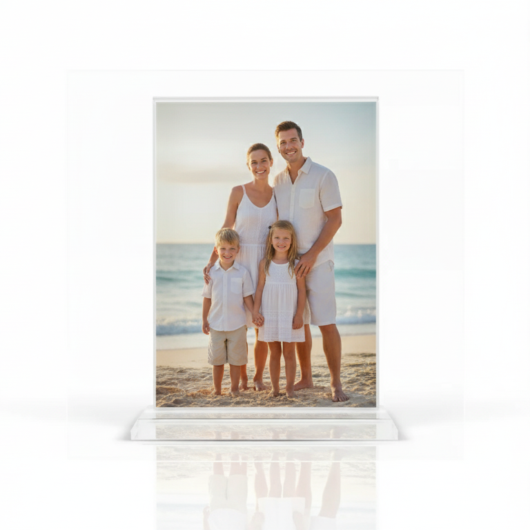 Personalised Glass Crystal Photo Block with Base - Sample Print