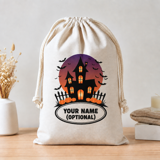 Haunted house bag with name placeholder