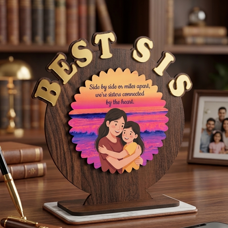 Personalised MDF Table Top Photo Frame | Best Sis, Bro, Dad & Mom