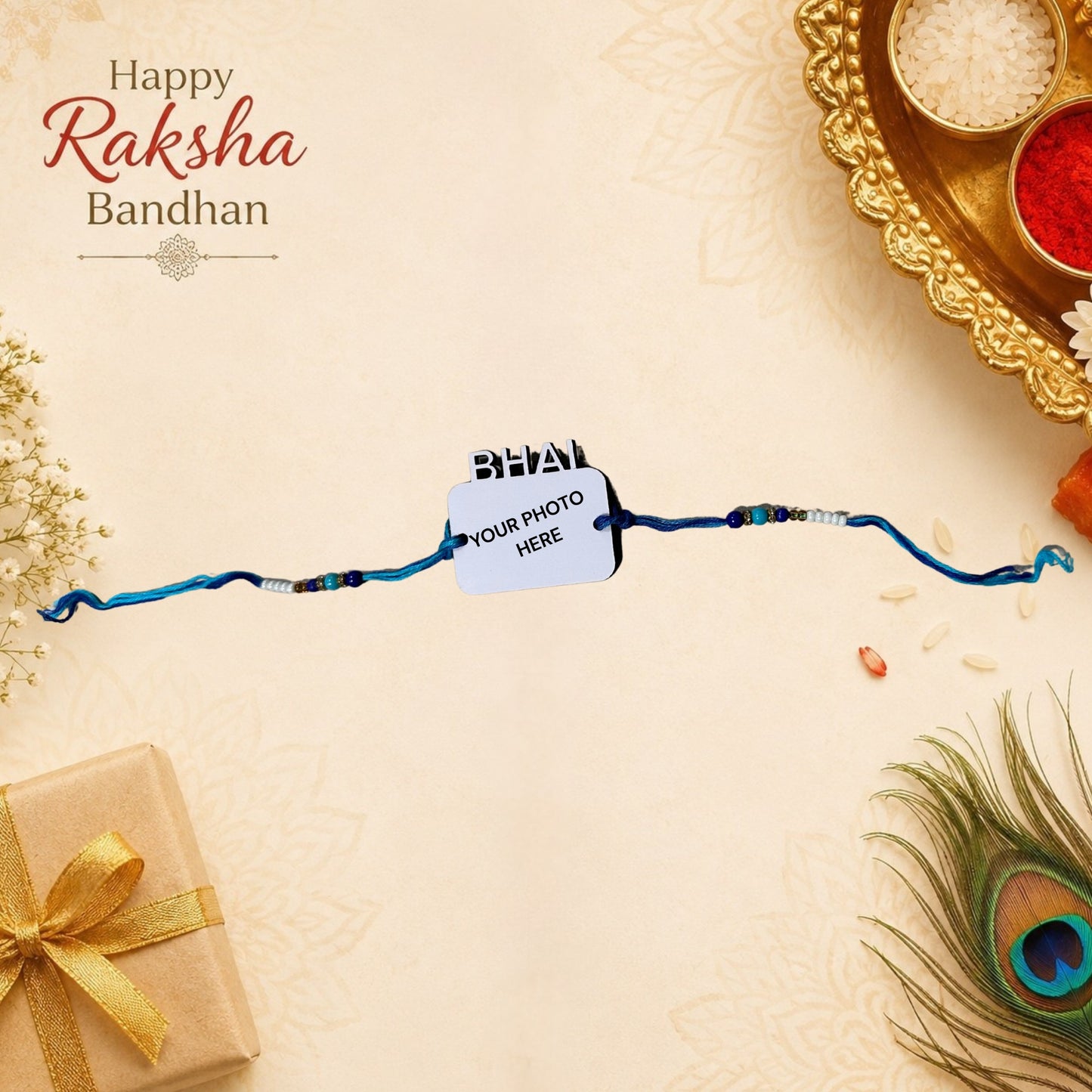 Personalised MDF Rakhi | Custom Bracelet | Free Delivery