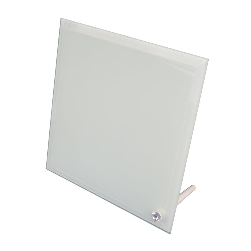 Personalised glass photo stand 200mm with custom photo - clear glass 