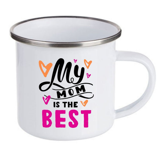 Custom enamel camping mug with sample design