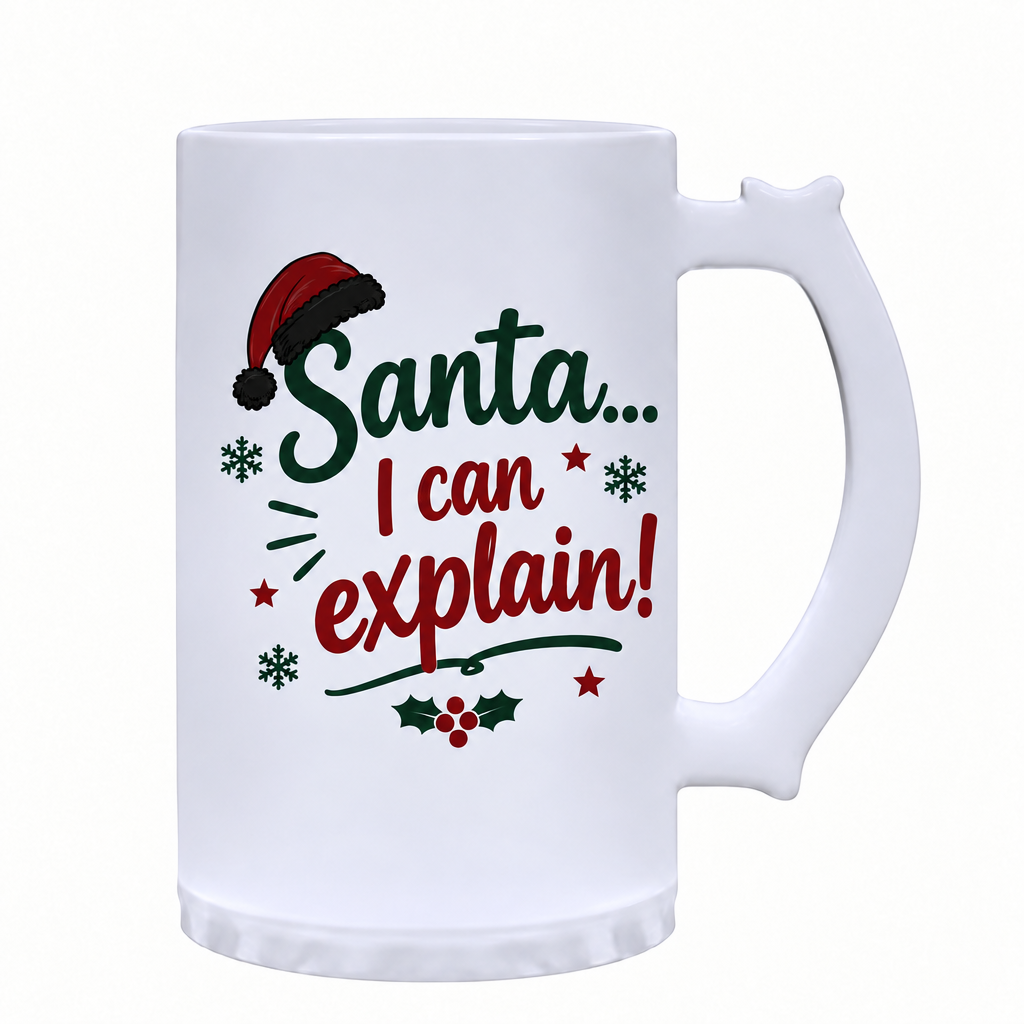 Santa I Can Explain mug with handle on right