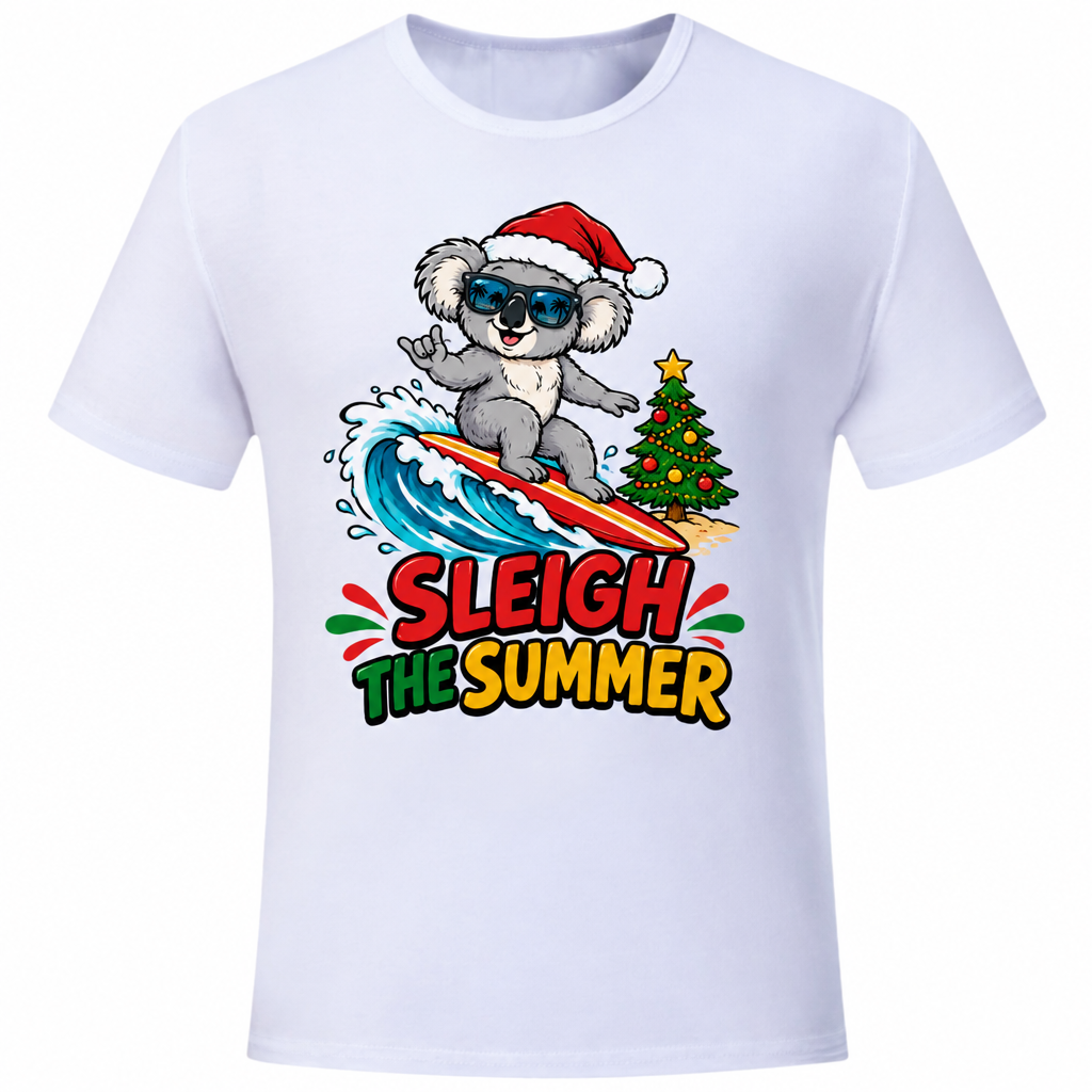 Sleigh the Summer design on a white T-shirt