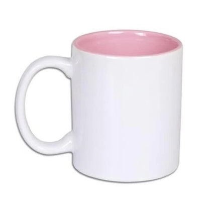 Pink coloured mug 11oz ceramic with custom design - white handle
