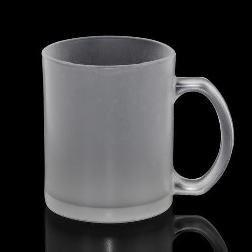 Personalised Frosted glass mug in black background