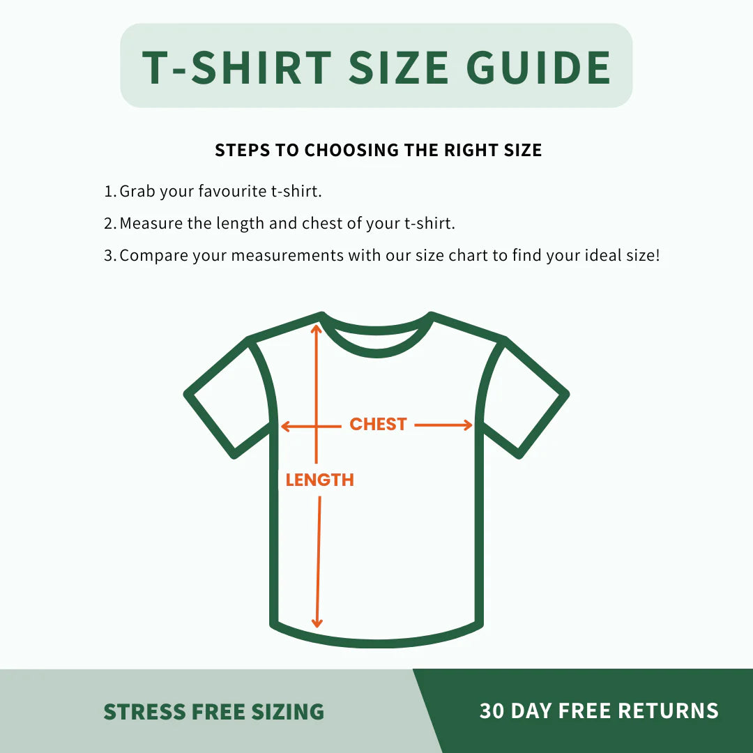 Personalised Coloured Sleeves T-shirt Size Guide