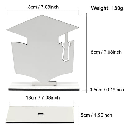 Personalised graduation hat photo display with measurements
